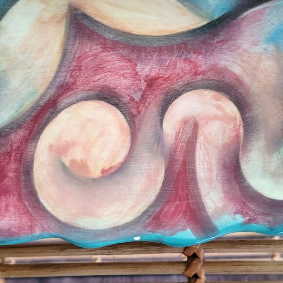 Pottery Harris Cies 2001 Tray 13 1/2'' Modern Abstract Art Studio Signed Flaws - Picture 9 of 11